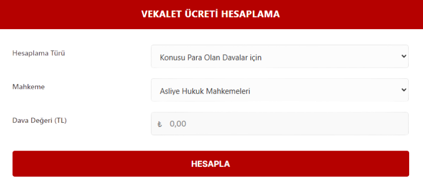 Vekalet Ücreti Hesaplama Aracı Yayında!