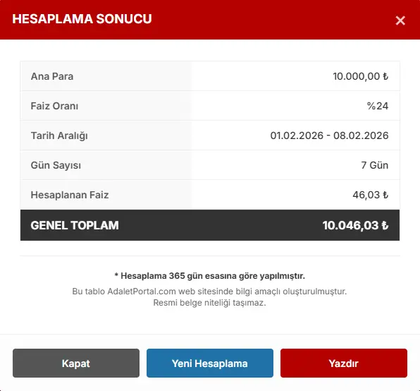Yeni Yasal Faiz Hesaplama Robotu Hizmette Yeni Yasal Faiz Hesaplama Robotu Hizmette