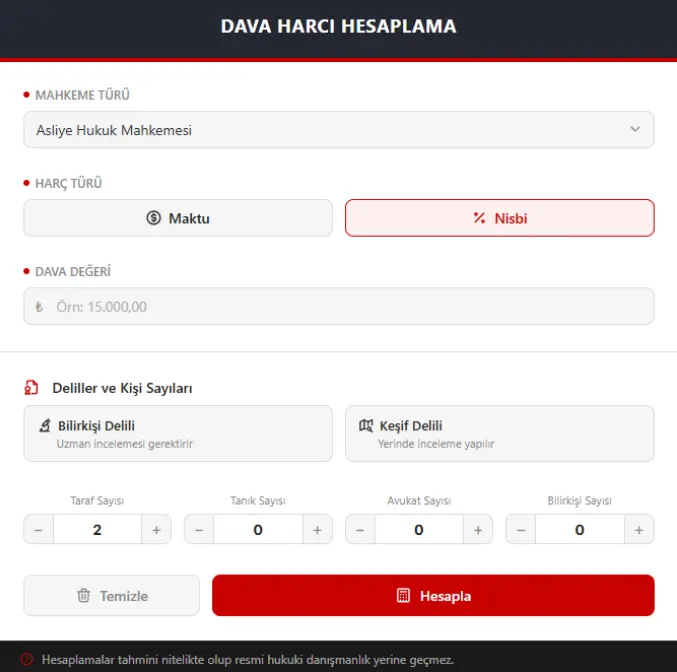Dava Harcı Hesaplama Aracı Yayında! dava harcı hesaplama